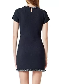 Jewel Trim Knit Mini Dress