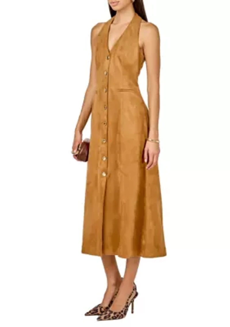 Suede Fitted Midi Dress