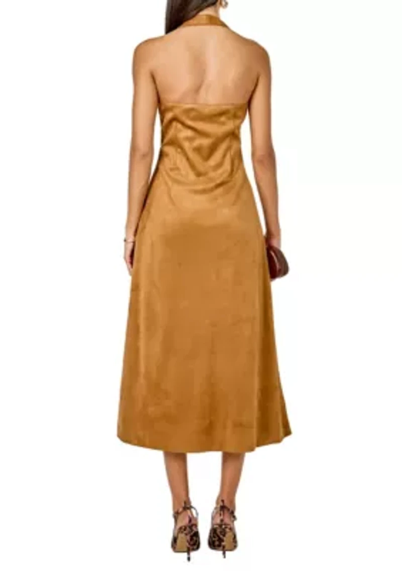 Suede Fitted Midi Dress