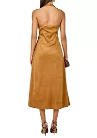 Suede Fitted Midi Dress