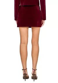 Velvet Jeweled Button Mini Skirt
