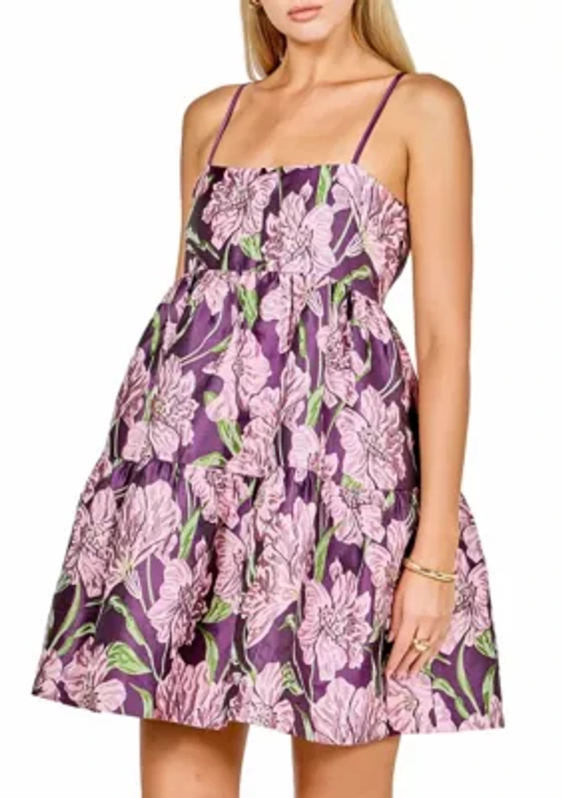 Floral Jacquard Mini Dress