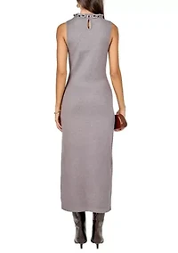 KNITTED CHAIN DETAIL SLEEVELESS MIDI DRESS