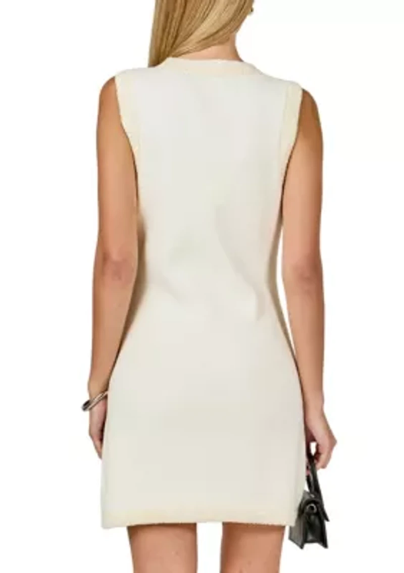 JEWEL BUTTON KNIT MINI DRESS