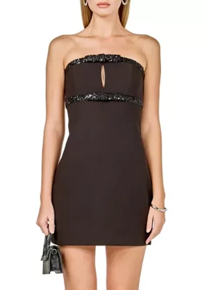 Sequin Trimmed Strapless Mini Dress