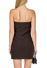 Sequin Trimmed Strapless Mini Dress