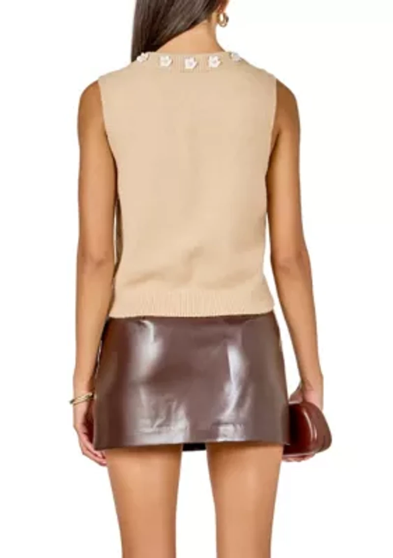 Floral Button Knit Vest