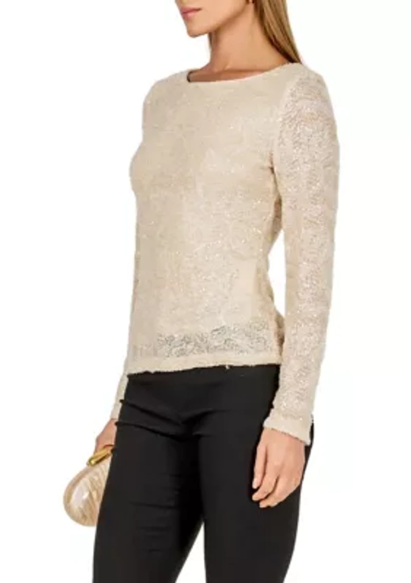 Scoop Neck Sequin Top