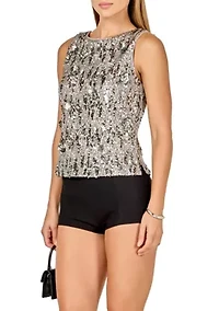 Flower Applique sequins Top