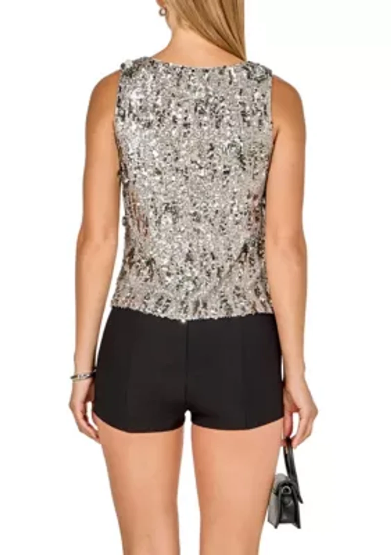 Flower Applique sequins Top