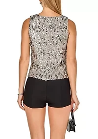 Flower Applique sequins Top