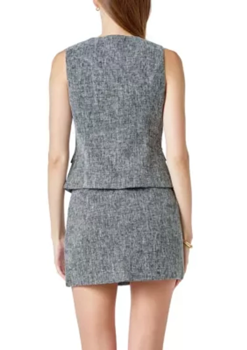 Multi Tweed Buttoned Vest