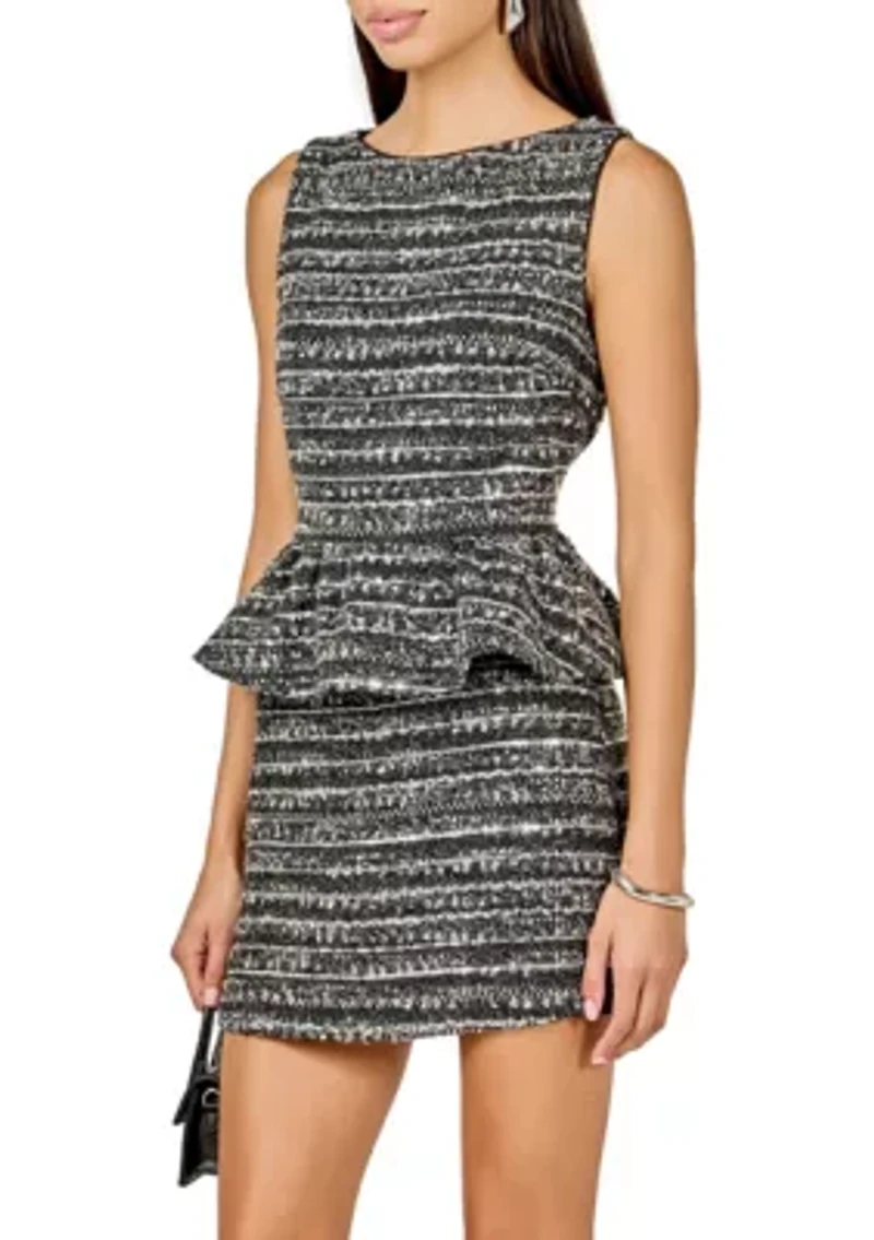 Sequin Textured Peplum Top