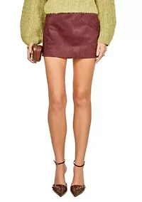 Seamed Suede Mini Skirt