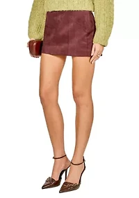 Seamed Suede Mini Skirt
