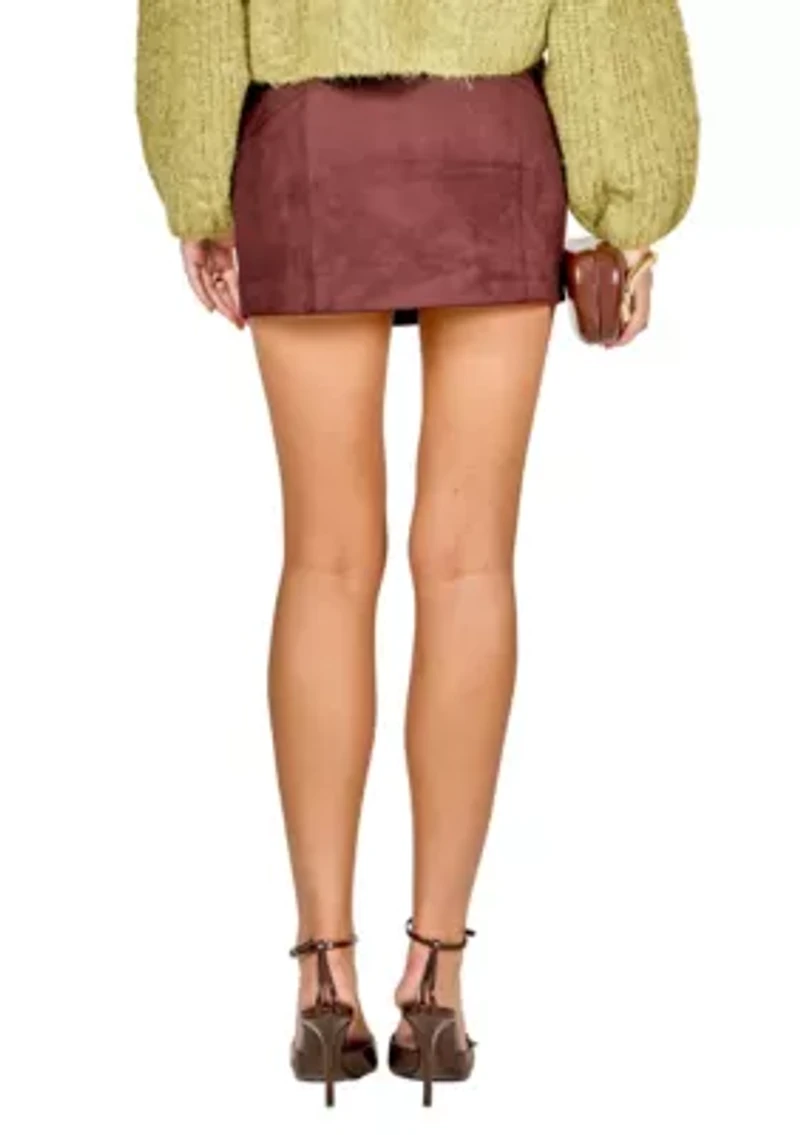 Seamed Suede Mini Skirt