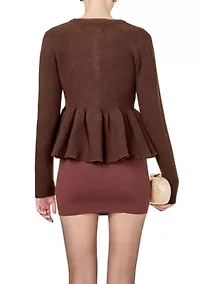 Bow Trim Flared Cardigan