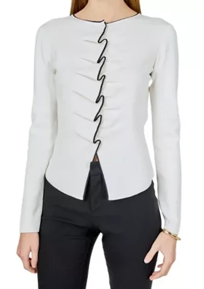 Ruffle Draped Knit Top