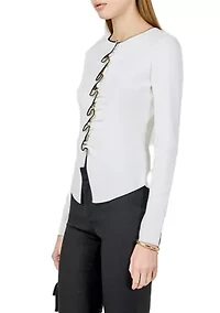 Ruffle Draped Knit Top