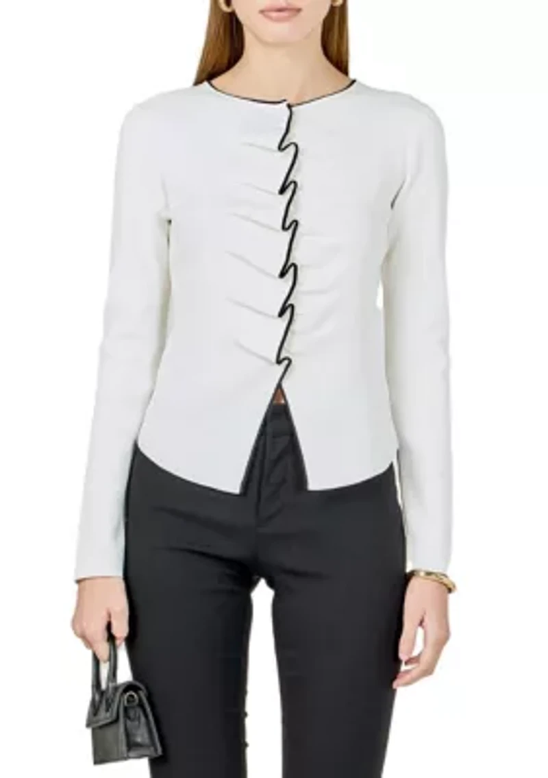 Ruffle Draped Knit Top