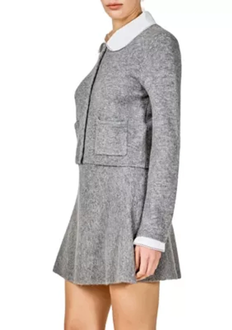 Knit Cardigan with Peter Pan Collar