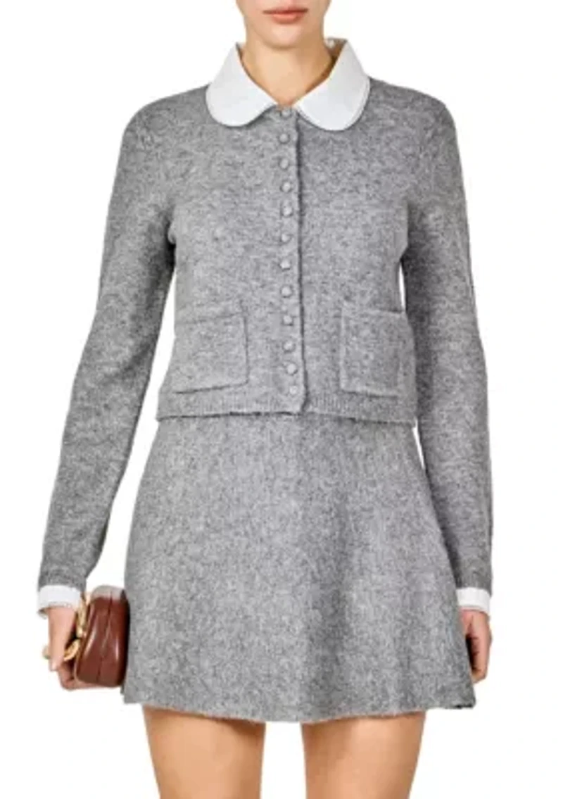 Knit Cardigan with Peter Pan Collar