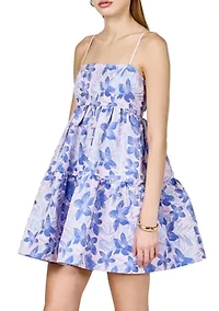 Metallic Foral Jacquard Mini Dress