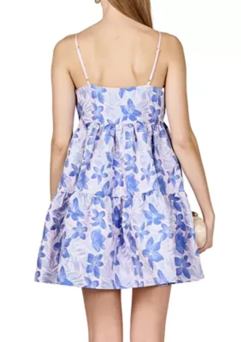 Metallic Foral Jacquard Mini Dress