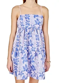 Metallic Foral Jacquard Mini Dress