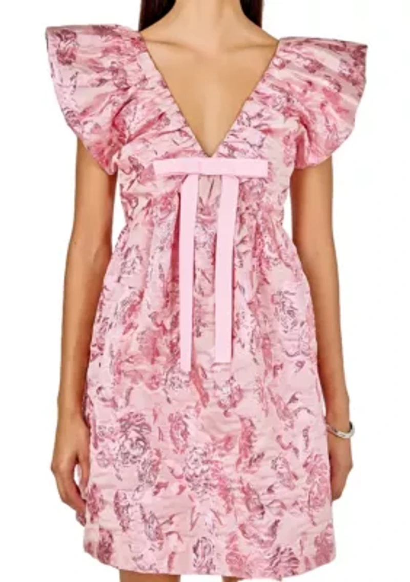 Jacquard Print Mini Dress