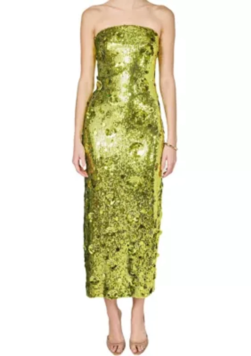 Sequins Applique Midi Dress