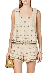 BOW SLEEVELESS BEADED TOP