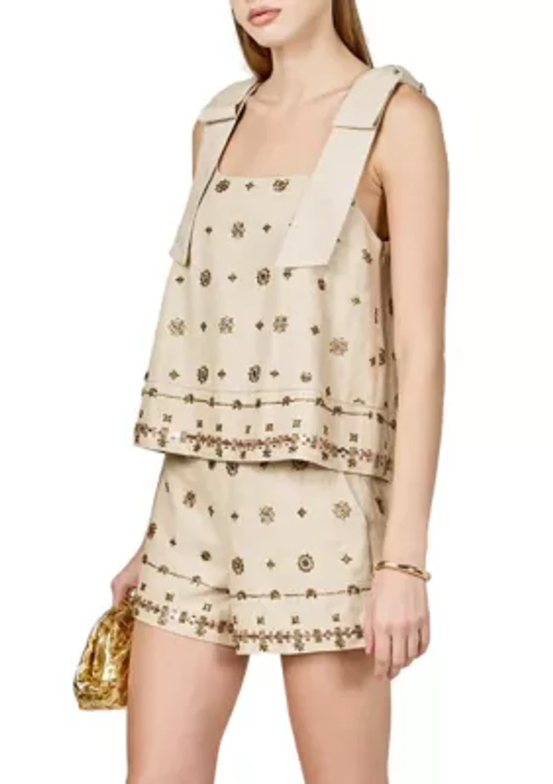 BOW SLEEVELESS BEADED TOP