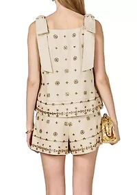 BOW SLEEVELESS BEADED TOP