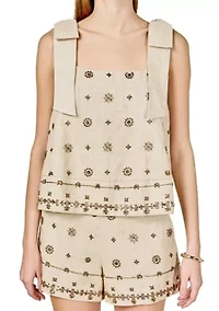 BOW SLEEVELESS BEADED TOP