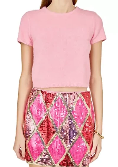 Fuzzy Short Sleeve Top