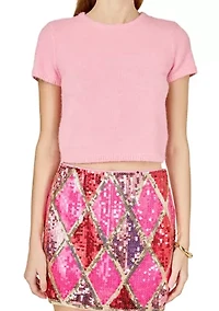 Fuzzy Short Sleeve Top