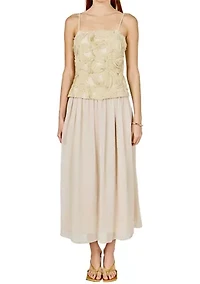 Mixed Media Sheer Maxi Dress