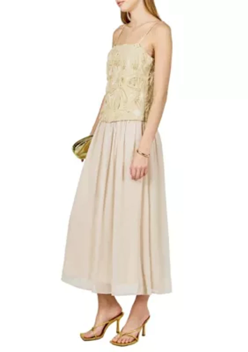 Mixed Media Sheer Maxi Dress