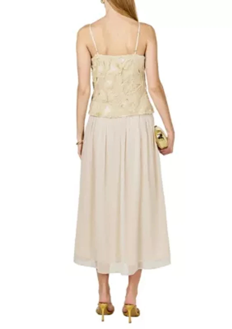 Mixed Media Sheer Maxi Dress