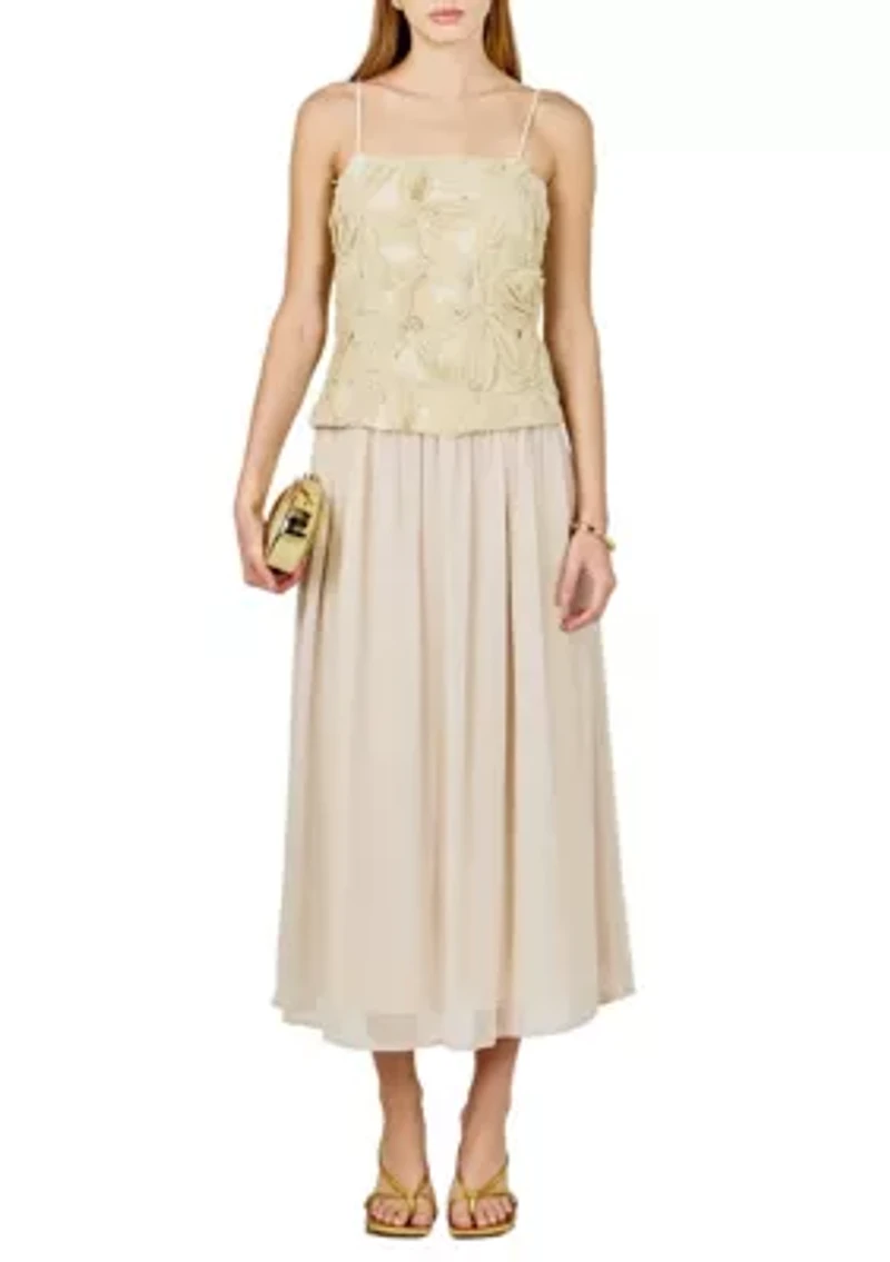 Mixed Media Sheer Maxi Dress