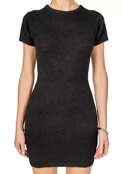 Fuzzy Short Sleeve Mini Dress