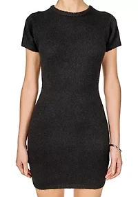 Fuzzy Short Sleeve Mini Dress