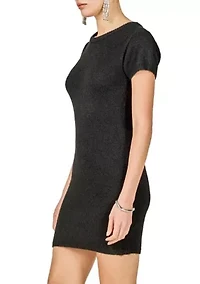 Fuzzy Short Sleeve Mini Dress