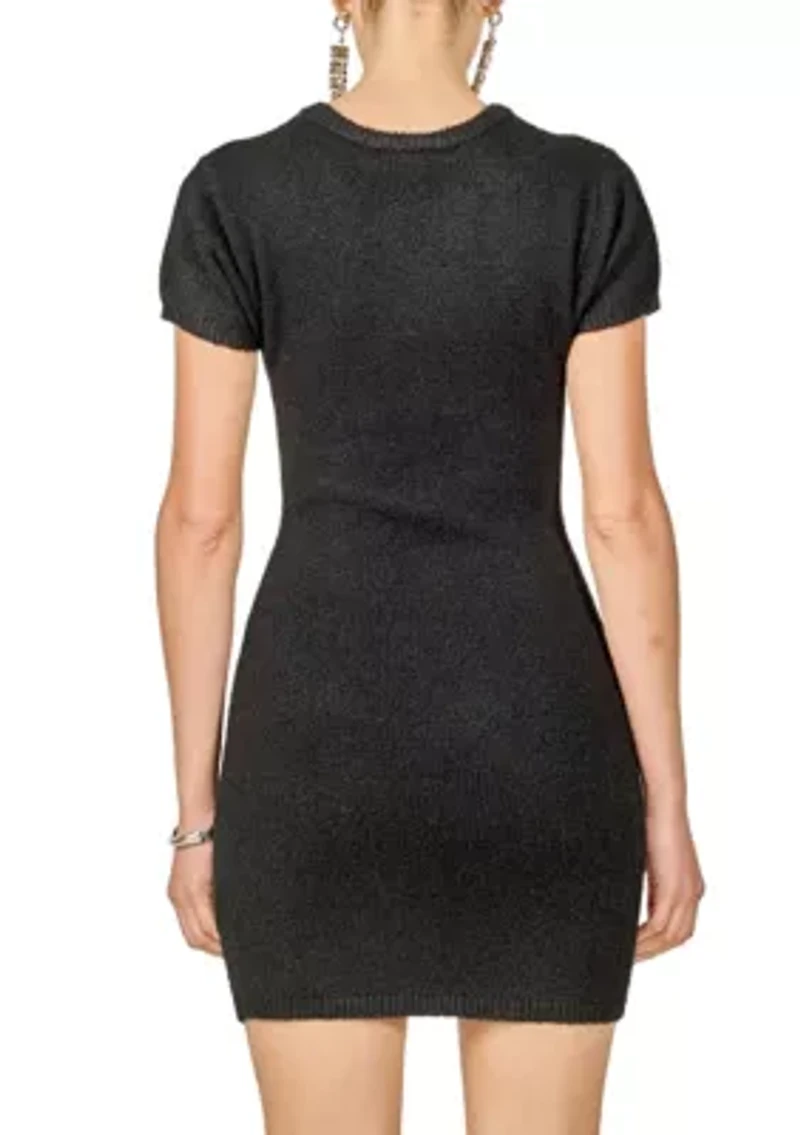 Fuzzy Short Sleeve Mini Dress