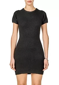 Fuzzy Short Sleeve Mini Dress