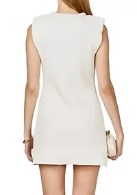 Sleeveless mini knit dress with bow accents