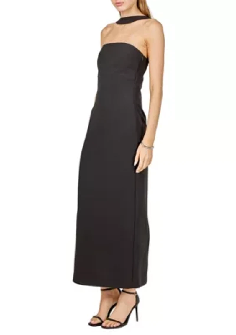 Neck Detail Fitted Maxi Dress