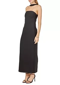 Neck Detail Fitted Maxi Dress