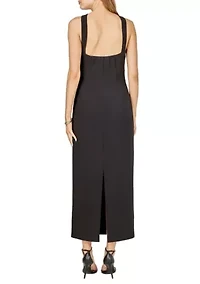 Neck Detail Fitted Maxi Dress